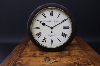 Antique Wall Clock Willcox & Gibbs Sewing Machine Co Moorgate St London 12”