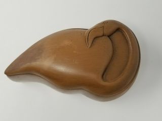 Vintage Wooden Hand Carved Flamingo Trinket Jewelry Box