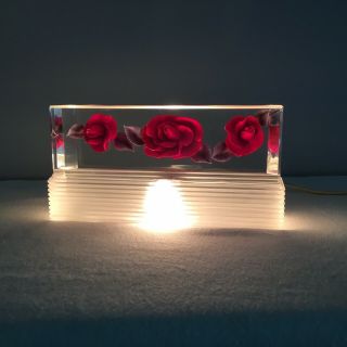 Vintage Lucite/acrylic Red Rose Night Light