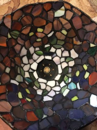 Vintage Stained Glass Tiffany Style Lamp Shade 8 1/2 " Diameter
