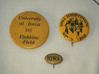 3 Rare Pin - Back Buttons 1935 University Of Iowa Homecoming Football 1.  75 "