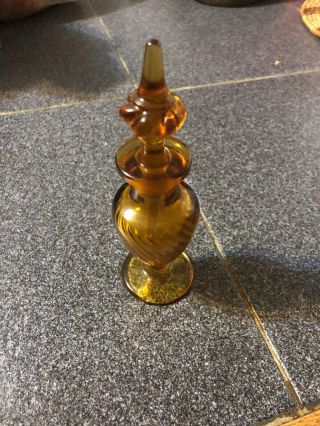Antique Art Glass Amber Perfume Bottle