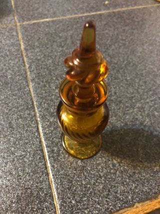 Antique Art Glass Amber Perfume Bottle 2