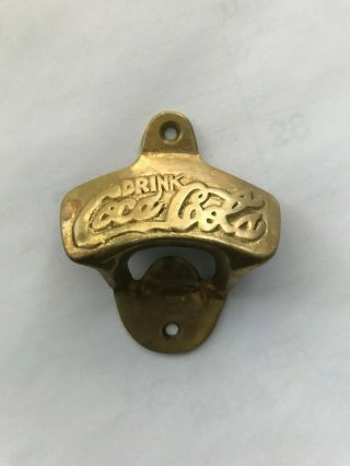 Vintage Brass Drink Coca Cola Wall Bottle Opener