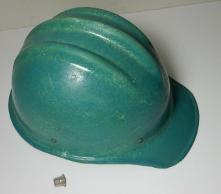 Vintage Green Fiberglass Bullard 502 Hard Hat Ironworker