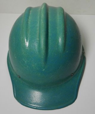 VINTAGE GREEN FIBERGLASS BULLARD 502 Hard Hat IRONWORKER 2
