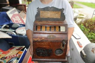 Antique Vintage C.  1900 Mills Call O.  S.  Co.  1c Penny Wood Trade Stimulator
