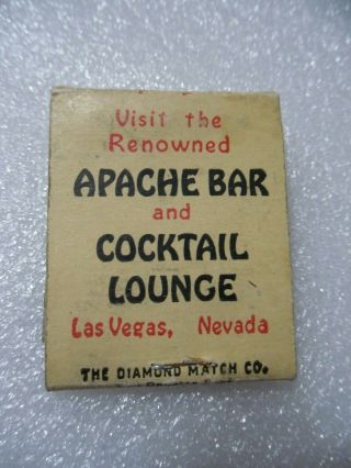 Las Vegas RARE early APACHE HOTEL Casino Club Lounge Bar Restaurant matchbook 2