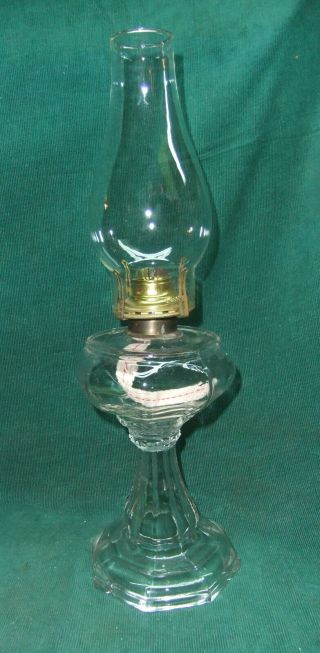 Antique Kerosene Oil Lamp W/ Glass Chimney Queen Anne,  Scoville Mfg