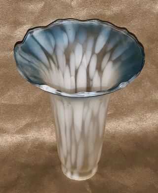 Rare Teal & White Vintage Tiffany Style Lily Pad Pond Glass Tulip Lamp Shade