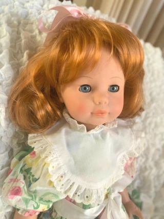 Vintage Gotz Doll 19” Vinyl Head Arms And Legs Soft Body Red Hair Blue Eyes Euc