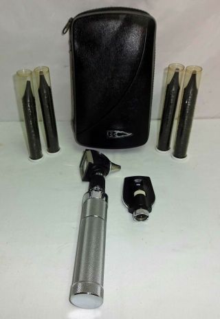 Vintage Welch Allyn Otoscope & 4 Tubes Of Covers
