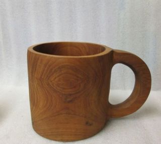 Wooden Beer Mug Large Old W Age Shrinkage Crack Vintage Hand Crafted Carved Wood