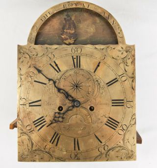 English 8 Day Brass Dial Rocking Ship Grandfather Clock Movement @ 1780 Project