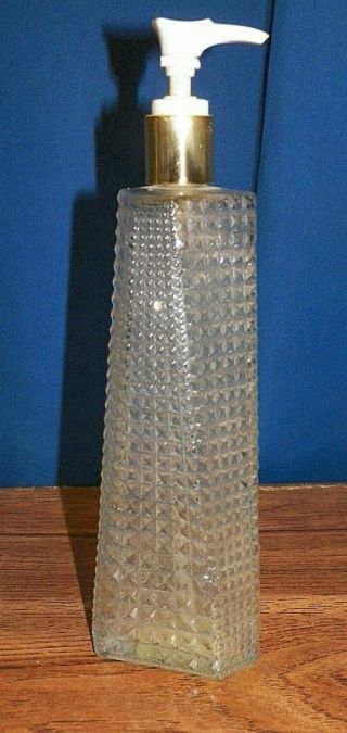 Vintage Avon Vita Moist Body Lotion Pump Bottle Pressed Glass 10 " X 3 "