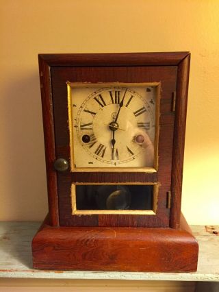Seth Thomas Cottage Clock —rare Time And Stike C.  1878