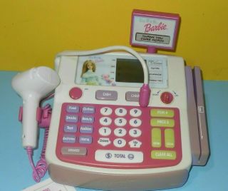 2000 Mattel Shop With Me Barbie Electronic Talking Cash Register W/accessories