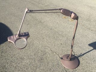 Vintage Dazor M - 210 - A Magnifier Floor Lamp Industrial Floating Arm Light