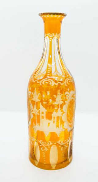 1800 S Yellow Hand Cut Crystal Glass Decanter Bottle