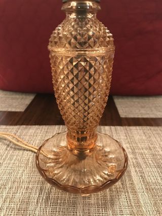 Vintage Pink Depression Glass Lamp,  Early American Pattern Glass 2