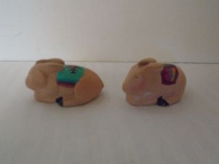 2 Sandy Whitefeather Native American Handmade Clay Bunnies Signed