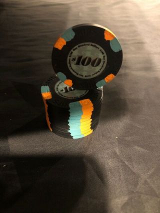 (10) Paulson Top Hat And Cane Classic Poker Chips $100 Denomination