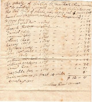1807,  Dead Negro Girl,  Jonathan Read,  Bristol,  Mass;,  Coroner,  Inquisition Costs