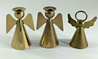 Vintage Brass Angel Taper Candle Holder Christmas Holiday Decor Folk Art Sweden