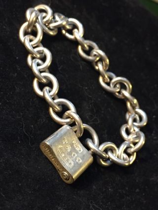 Vintage Tiffany Bracelet Sterling Chain W/ Lock In Fine Shape Perfect Gift