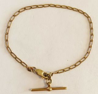 Ladies / Boys Vintage 9ct Solid Gold / T Bar Bracelet - Christmas Gift 2.  4 Gram