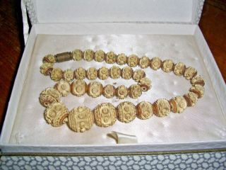 Vintage Chinese Hand Carved Beads Necklace - 15.  5 "