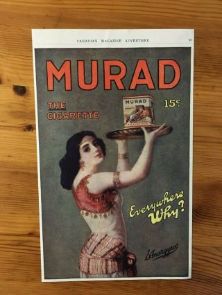1916 Ad Canada Canadian Murad Cigarettes Tobacco Persian Woman 15 Cents