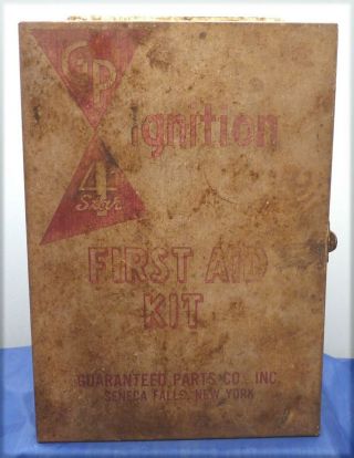 Vintage Gp 4 Star Ignition First Aid Kit Metal Shop Cabinet With Contents 336
