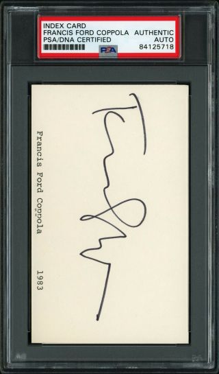 Francis Ford Coppola Autographed Index Card - Psa/dna Authentic Auto (1983)