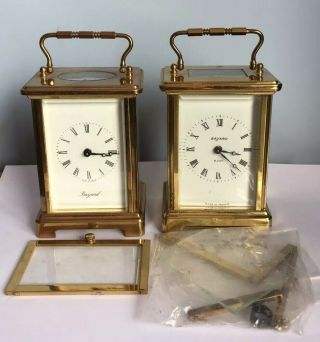Two Vintage French Bayard Brass Mechanical Carriage Clocks Spares Or Repairs