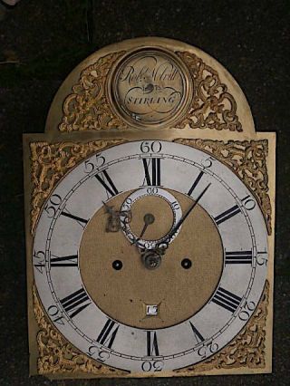 C1750 8 Day Longcase Grandfather Clock Dial,  Movement 12x16,  1/2 Rob Mihill