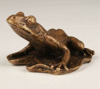 Chinese Bronze Statue Frog Solid Mascot Decorate Handicraft Old