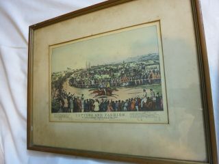 Vintage Antique Peytona Fashion Horse Racing Race Currier Ives Lithograph Framed