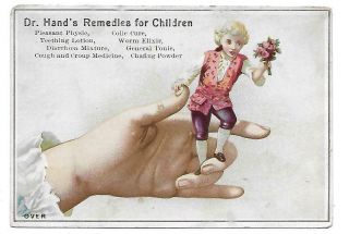 Dr.  Hands Remedies For Children Medicine Victorian Boy Advertising Trade Card