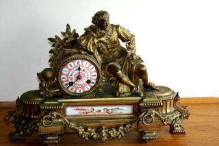 ANTIQUE 19TH CENTURY FRENCH BRONZE GILT MANTLE CLOCK BY P H MOUREY 2
