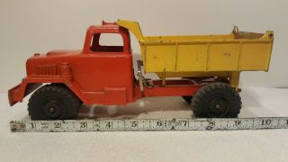 Vintage 1960s Hubley Metal Toy Dump Truck Yellow Red Cabin Usa 10” Long