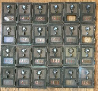 Vintage 1958 Keyless Lock 24 Brass Us Post Office Mailbox Doors No Combination