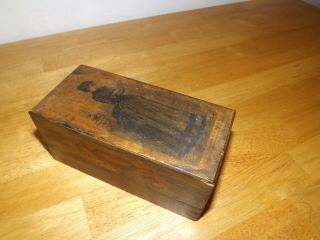 Old Antique Vintage Wood Wooden Lidded Cheese Butter Box Victorian Design On Top