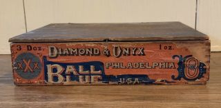 Antique Vintage Wood Advertising Box Paper Litho Diamond & Onyx 3 Doz.  All Blue