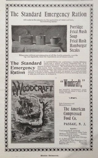 1900 Ad (k11) American Compressed Food Co.  Passaic,  Nj.  Emergency Ration