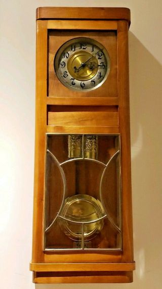 Antique Gustav Becker Art Deco Vienna Regulator Weight Driven Wall Clock