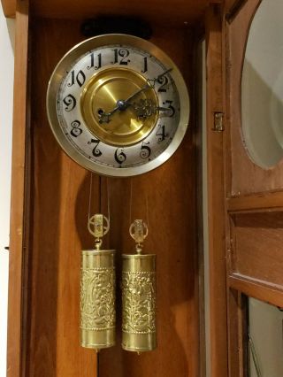 Antique Gustav Becker Art Deco Vienna Regulator Weight Driven Wall Clock 2