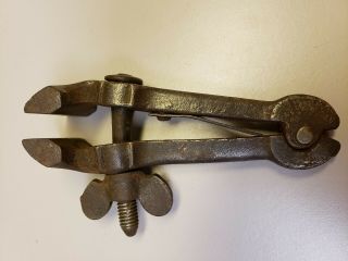 Antique Hand Held Vise • Vintage Wrough Iron Clamp Jeweler Gunsmith Saw Vice Usa