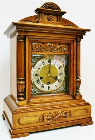 Antique Junghans 8 Day Carved 1/4 Strike Westminster Chime Musical Bracket Clock