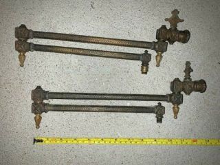 Antique Victorian Gas Light Wall Sconce Swing Arm Valve Gas Lamp Brass Arm Pair